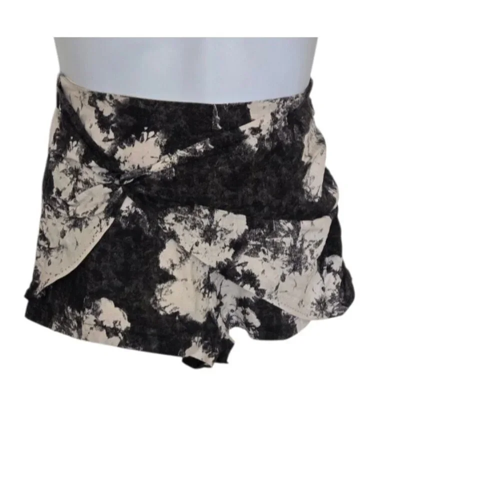Free People Wrap Front Shorts Women's Linen Blend Tie Dye Print size S